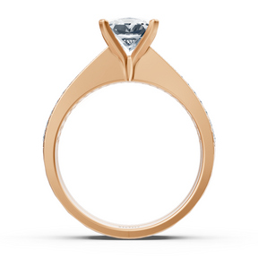 Bague empilable en or rose avec diamants taille princesse et accents