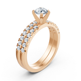 Rose gold diamond stacking ring with side ring