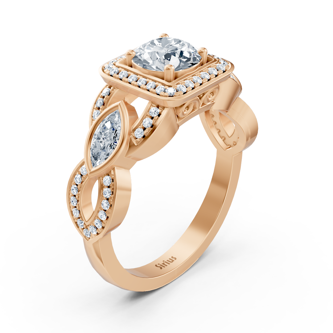 Graceful Marquise 14 Karat Roségold Diamantring