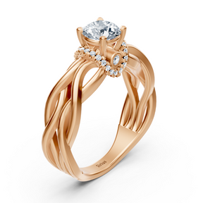 Rose Gold Diamond Twist Engagement Ring - Solitaire Design