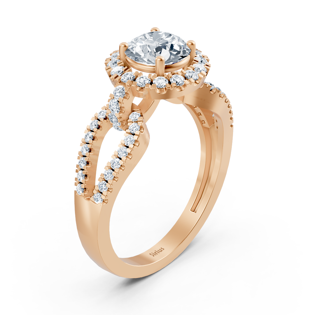 Halo Diamant Verlobungsring aus 14 Karat Roségold