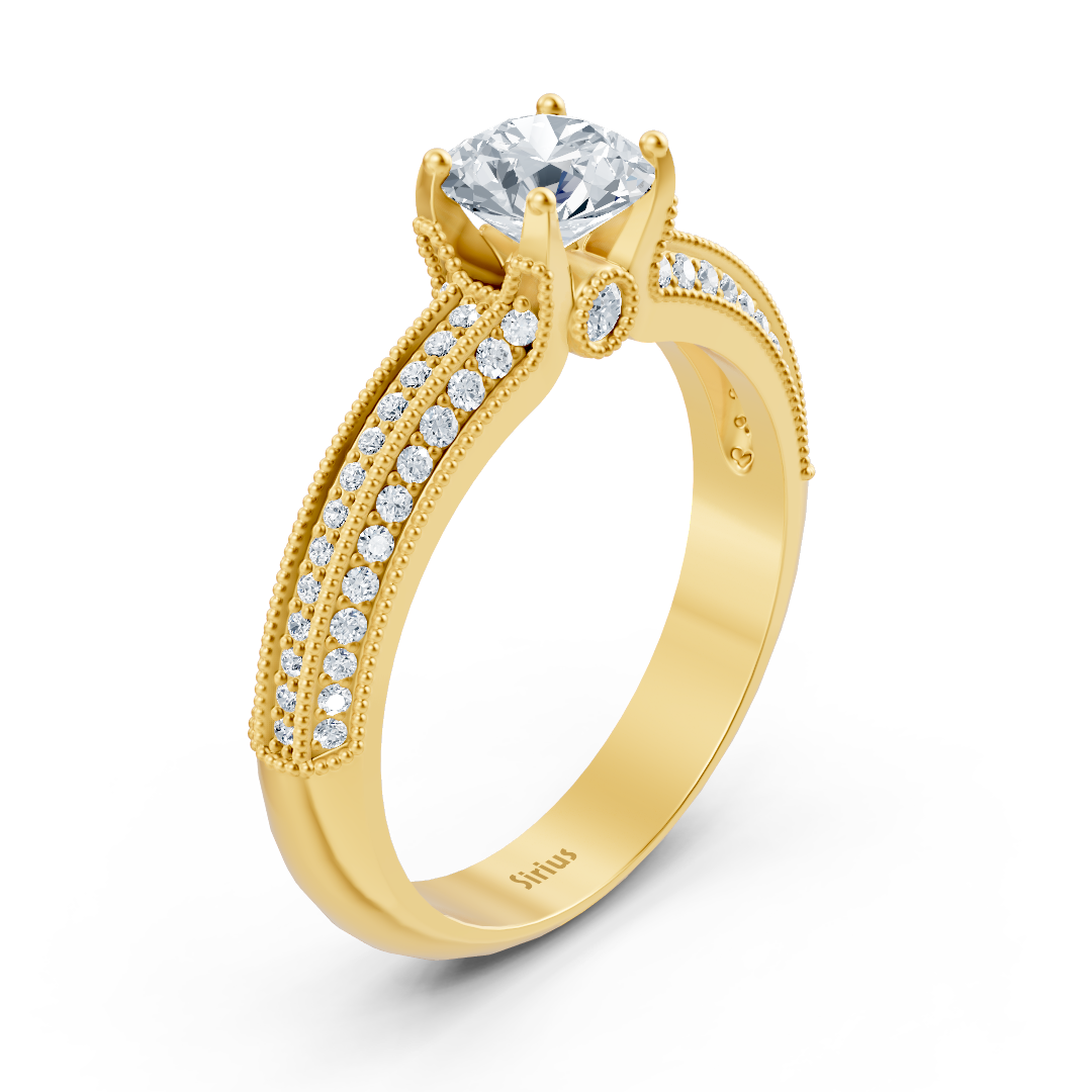 Bague en or jaune et diamants - Scintillante et romantique