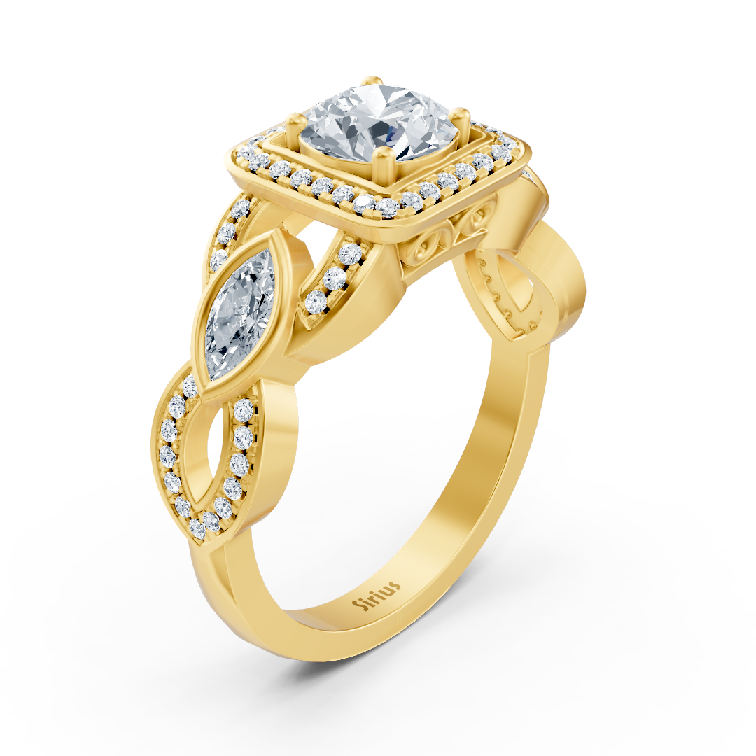 Graceful Marquise 14 Karat Gelbgold Diamantring