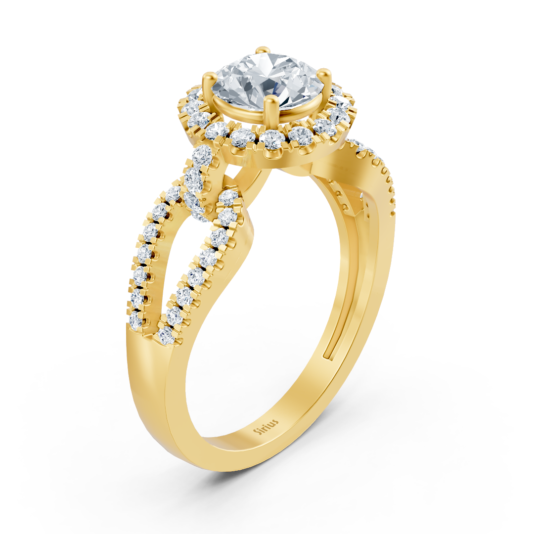 Halo Diamant Verlobungsring aus 14 Karat Gelbgold