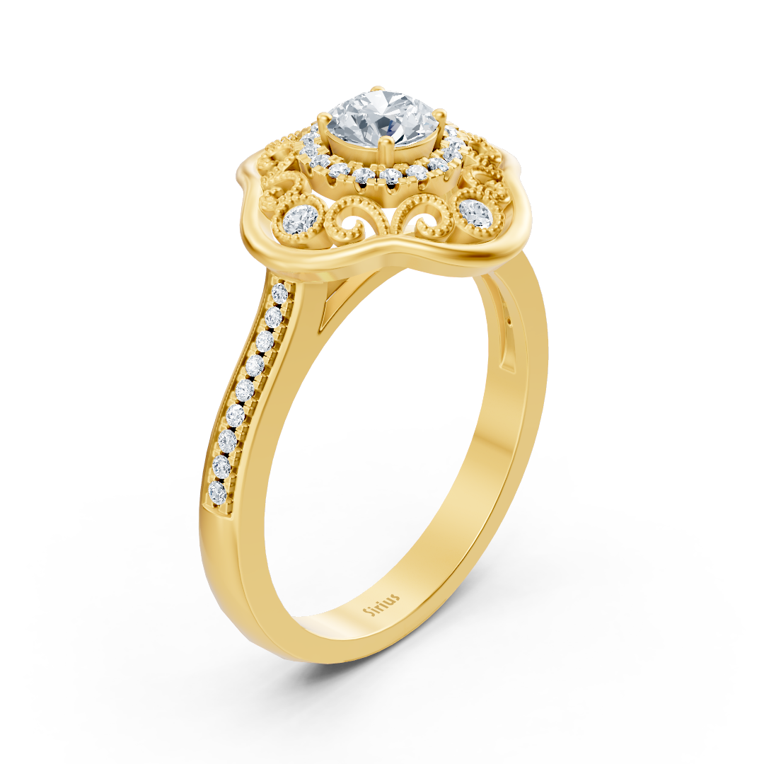 Blooming Brilliance 14k Yellow Gold Flower Diamond Ring