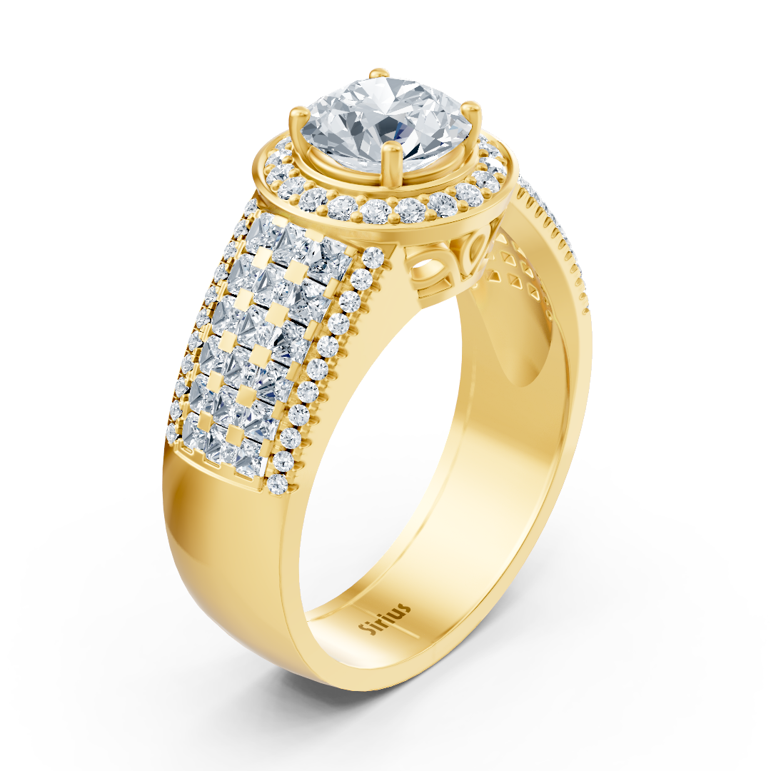Triple Layer Diamond Ring 14K Yellow Gold