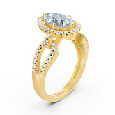 Bague Majestic Pear en or jaune 14 carats avec diamants marquise