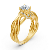 Bague de fiançailles torsadée en or jaune et diamants – Modèle solitaire