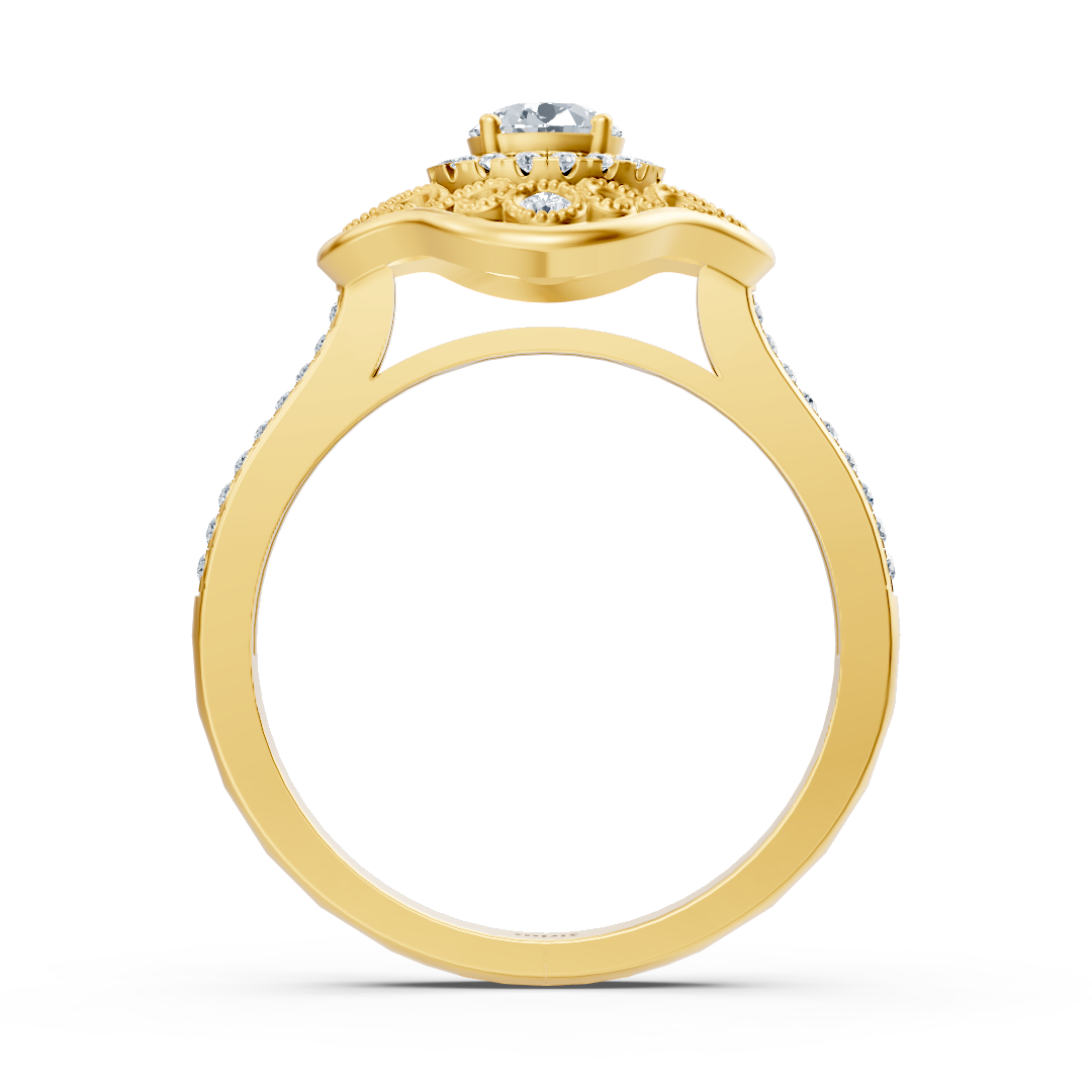 Blooming Brilliance 14k Yellow Gold Flower Diamond Ring