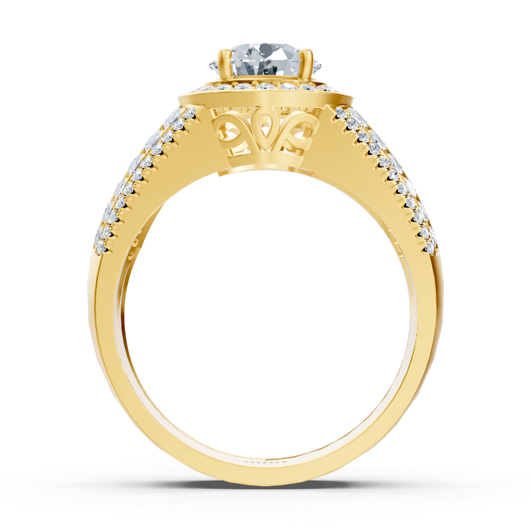 Triple Layer Diamond Ring 14K Yellow Gold