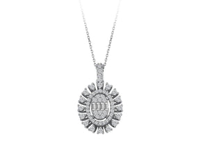 Elegante Diamant Halskette mit Baguette- und runden Diamanten im Pavé-Stil, 0.39 Karat, 14K Gold