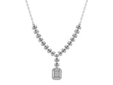 Elegante Diamant Halskette mit Baguette- und runden Diamanten im Pavé-Stil, 0.72 Karat, 14K Gold