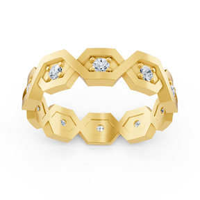 Geometrischer Diamantring aus 14K Gelbgold