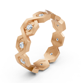 Bague diamant géométrique en or rose 14 carats