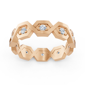 Bague diamant géométrique en or rose 14 carats