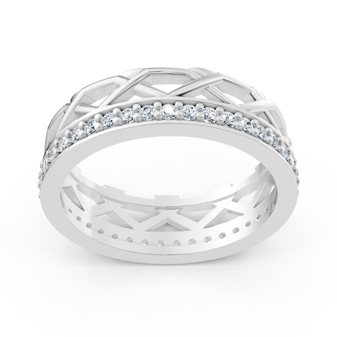 Exclusive diamond ring made of 14K white gold with round diamonds