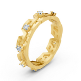 Bague géométrique en or jaune avec diamants