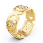 Bague exquise en or jaune et diamants – design géométrique