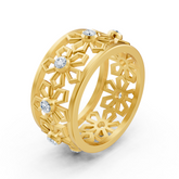 Bague en or jaune et diamants avec motif flocon de neige – 8 diamants