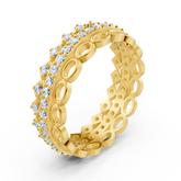 Bague mémoire luxueuse en or jaune 14 carats avec diamants