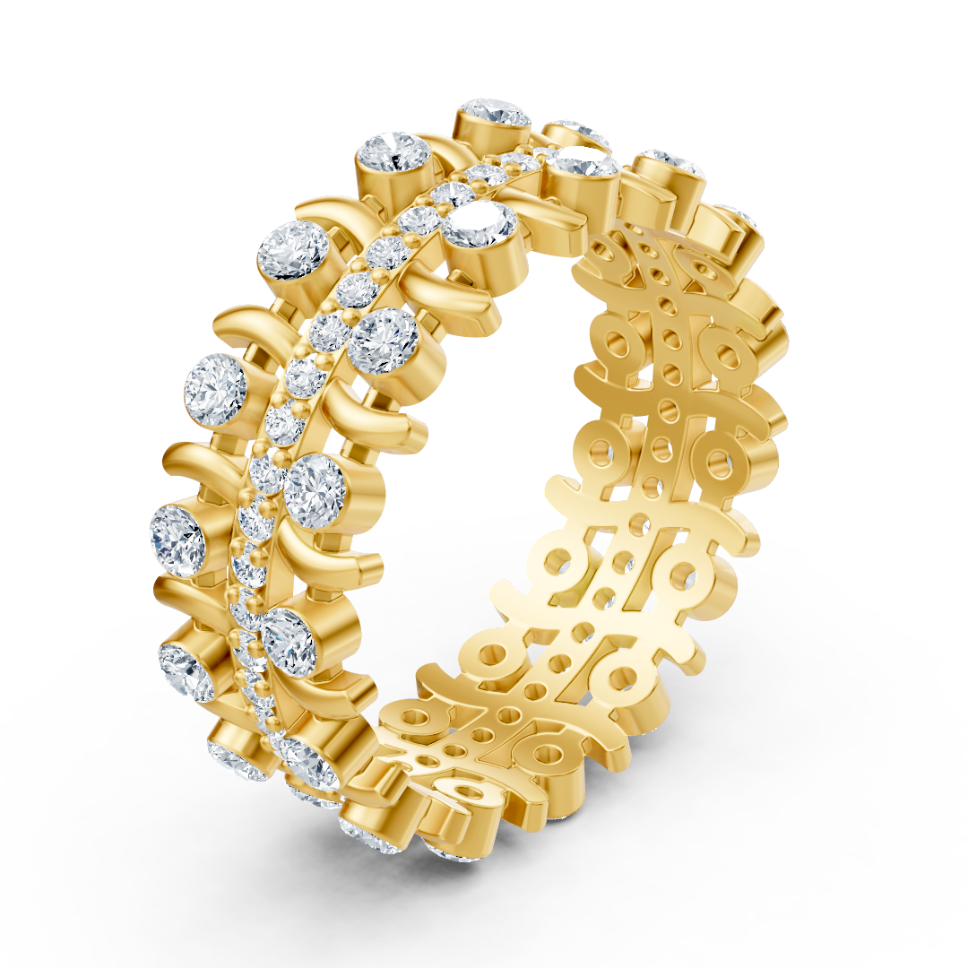 Noble diamond rank ring - 14K yellow gold, approx. 0.74 carats