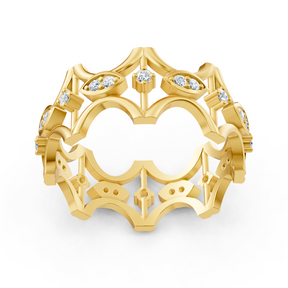 Bague en or jaune avec diamants et motif filigrané