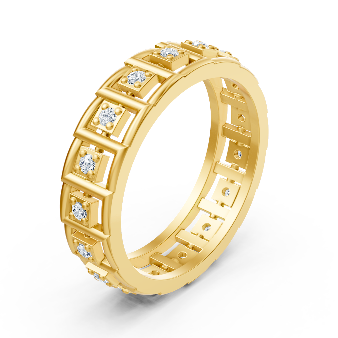Gelbgoldener Diamantring mit quadratischem Design