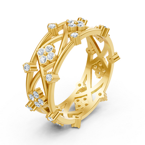 Gelbgoldener Diamantring mit floralem Design