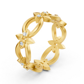Bague en or jaune avec diamant et motif pétale
