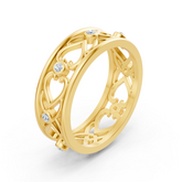 Bague élégante en or jaune avec diamants ronds en forme de lunette