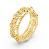 Bague élégante en or jaune avec diamants ronds en forme de griffes