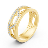 Bague en or jaune avec diamants ronds en forme de griffes
