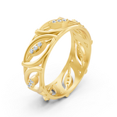 Moderner Gelbgold-Ring mit Runddiamanten im Prong-Design