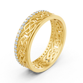 Bague moderne en or jaune avec diamants ronds en forme de griffes