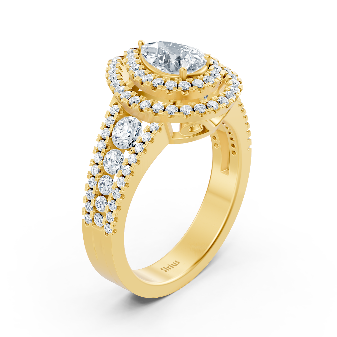 Birgie Halo Diamant & Topas Verlobungsring Gelbgold