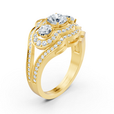 Bague de fiançailles vintage en or jaune avec diamants