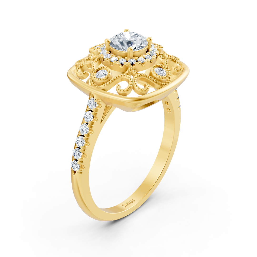Bague cocktail extravagante en or jaune avec halo de diamants