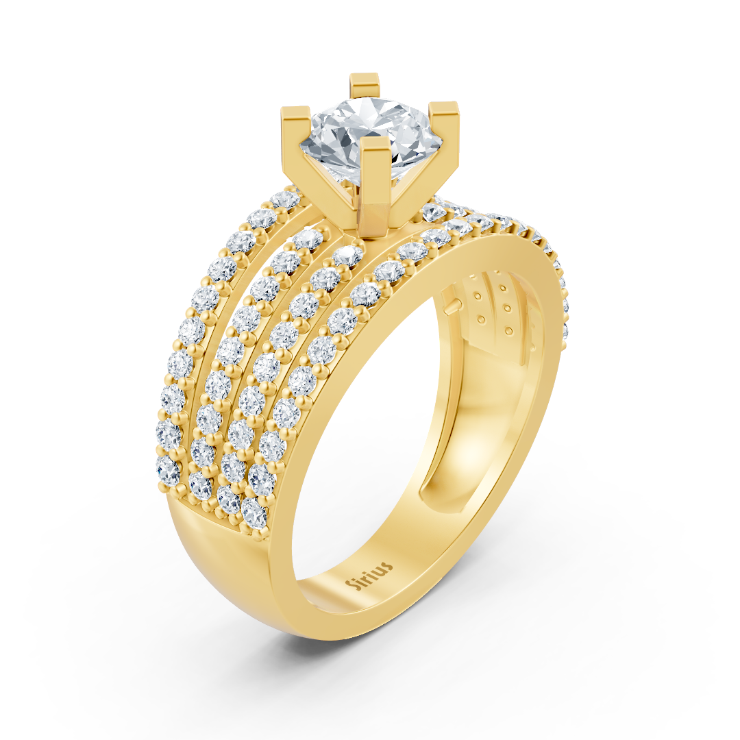 Bague Éternité et Solitaire Diamant Or Jaune
