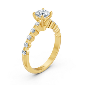 Bague Demi-Éternité et Solitaire Diamant Or Jaune