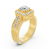 Bague Birgie Sirius en or jaune avec halo de diamants et anneau taille octogonale