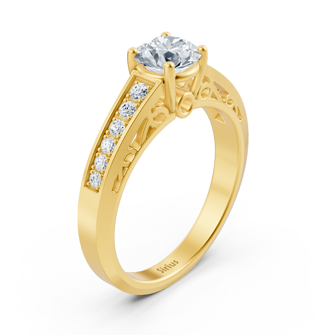 Birgie Gelbgold Kanalgefasster Diamantring mit Rundschliff