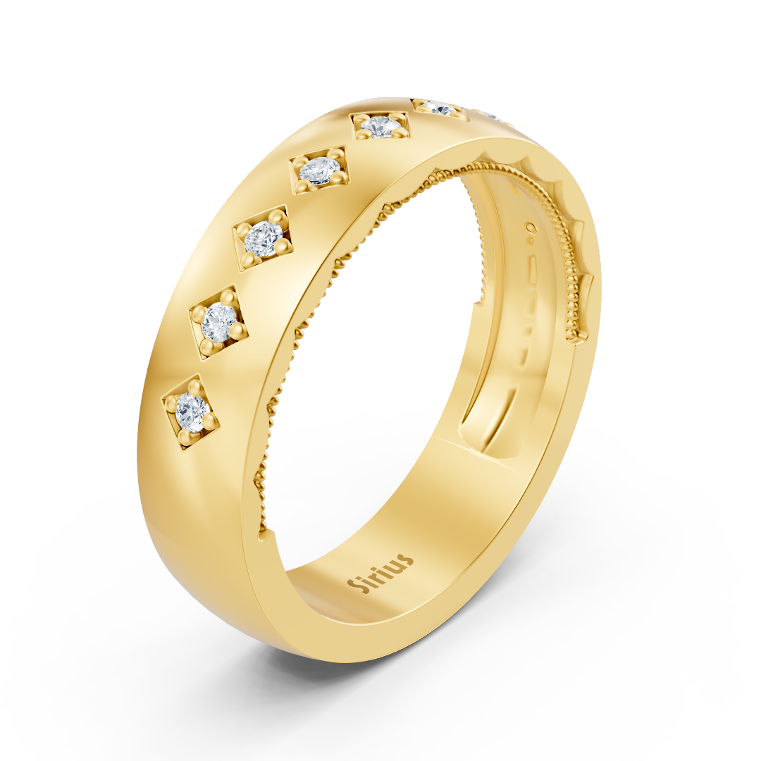 Bague élégante en or jaune et diamant | 14K | 0,11 ct