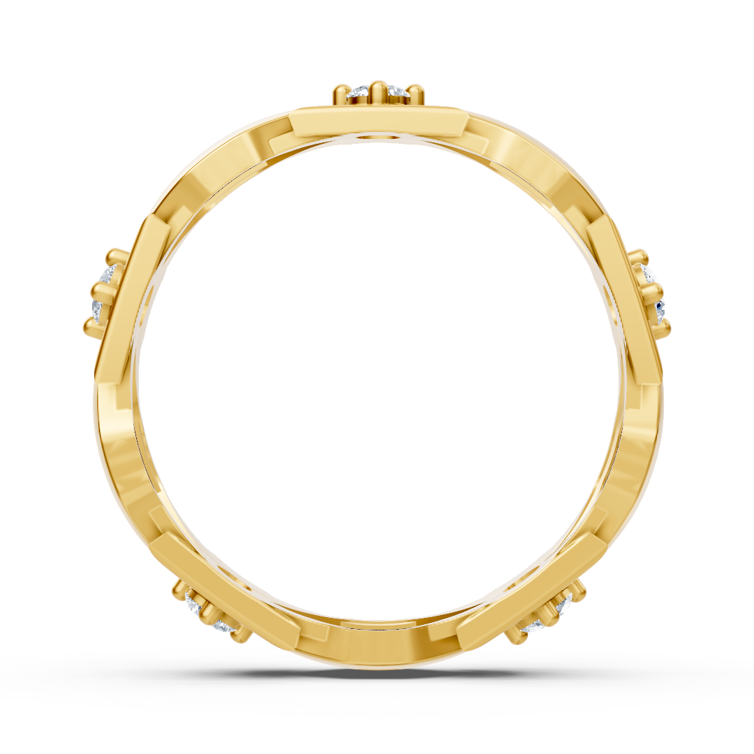 Anneau de diamant en or jaune exclusif avec design moderne