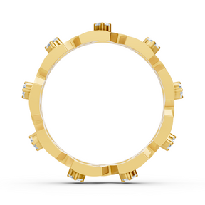 Bague géométrique en or jaune avec diamants