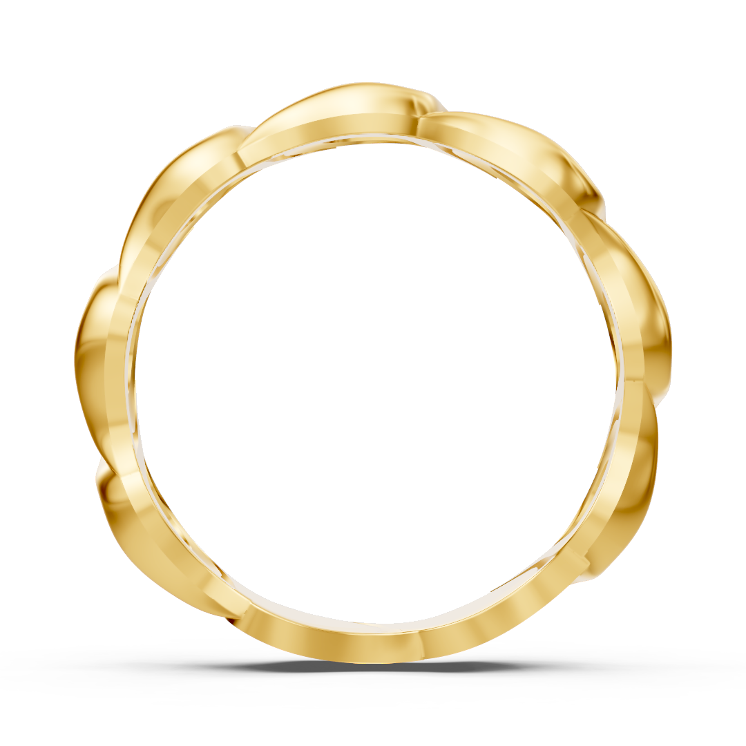 Bague élégante en or jaune avec diamants et motif ondulé