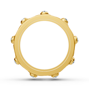 Bague en or jaune et diamants avec motif flocon de neige – 8 diamants