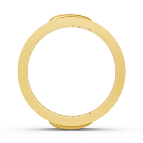 Bague en or jaune avec diamants sertis pavé et accent incurvé