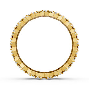 Bague mémoire luxueuse en or jaune 14 carats avec diamants