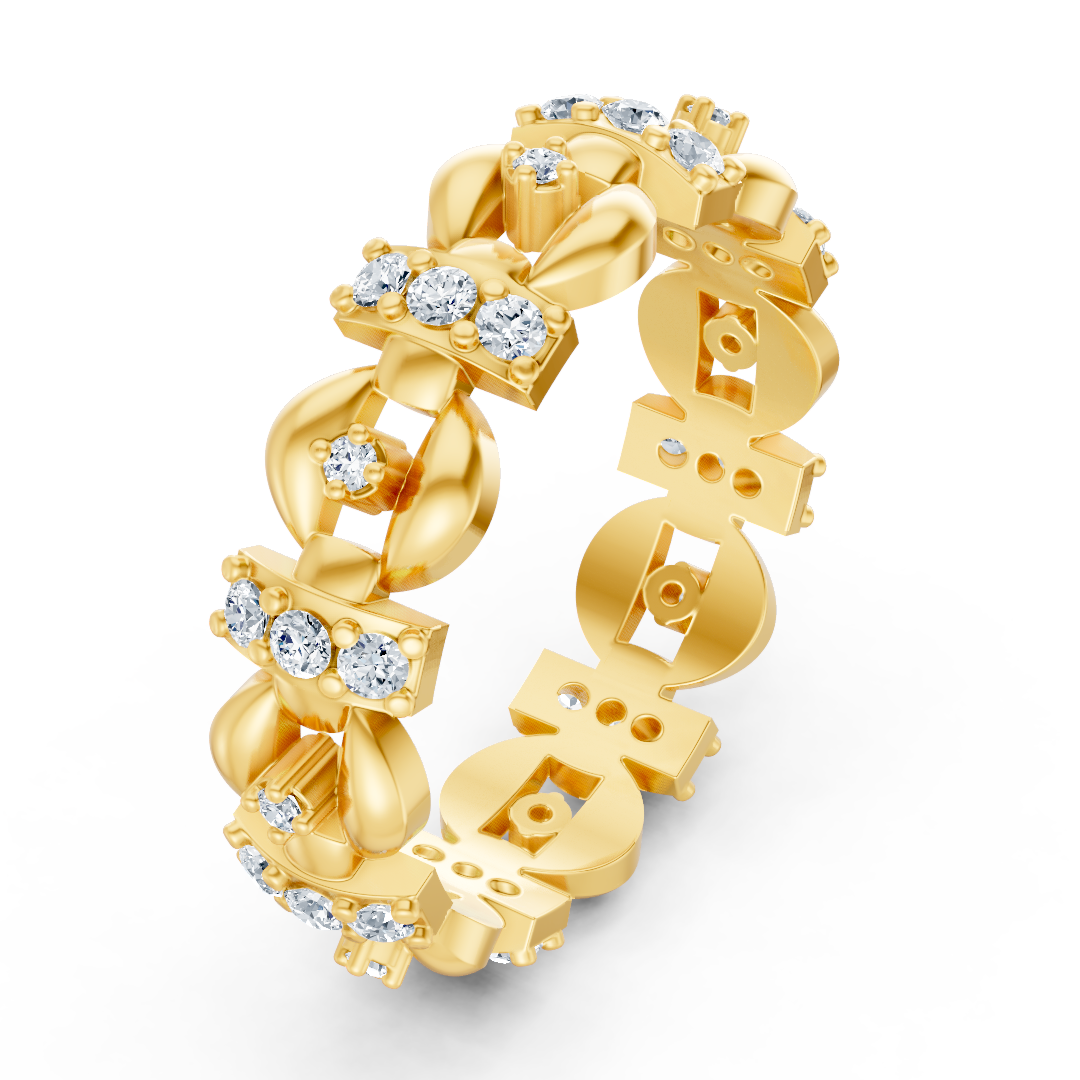 Bague en diamant fascinante avec un mélange de formes - or jaune 14 carats, environ 0,40 carat