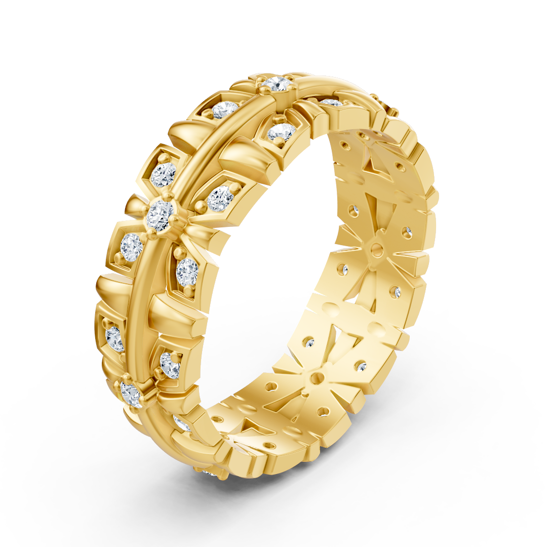 Bague en or jaune 14 carats avec diamants - une élégance intemporelle au quotidien